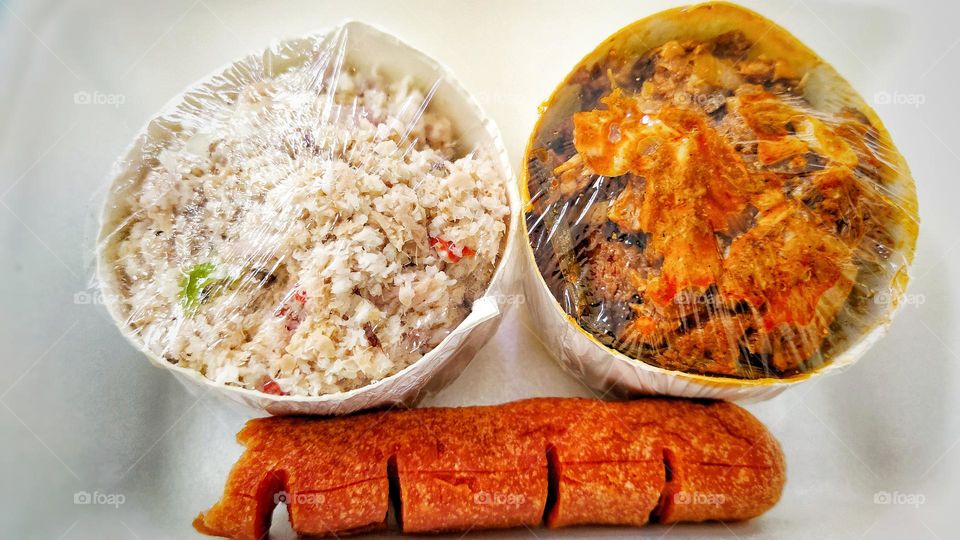 Maldivian breakfast made out of coconut, sea fish