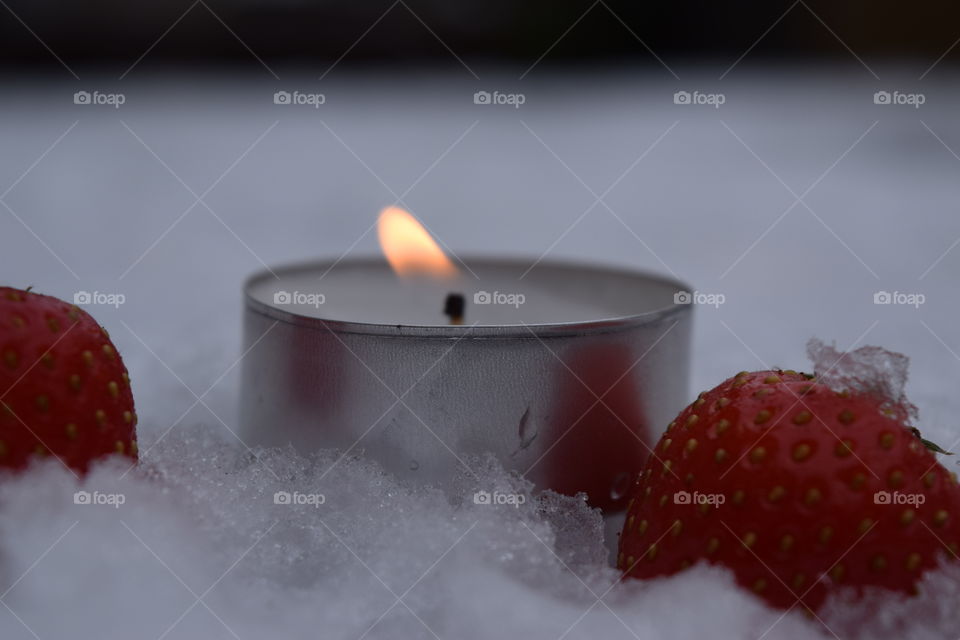 Candle with strawberry