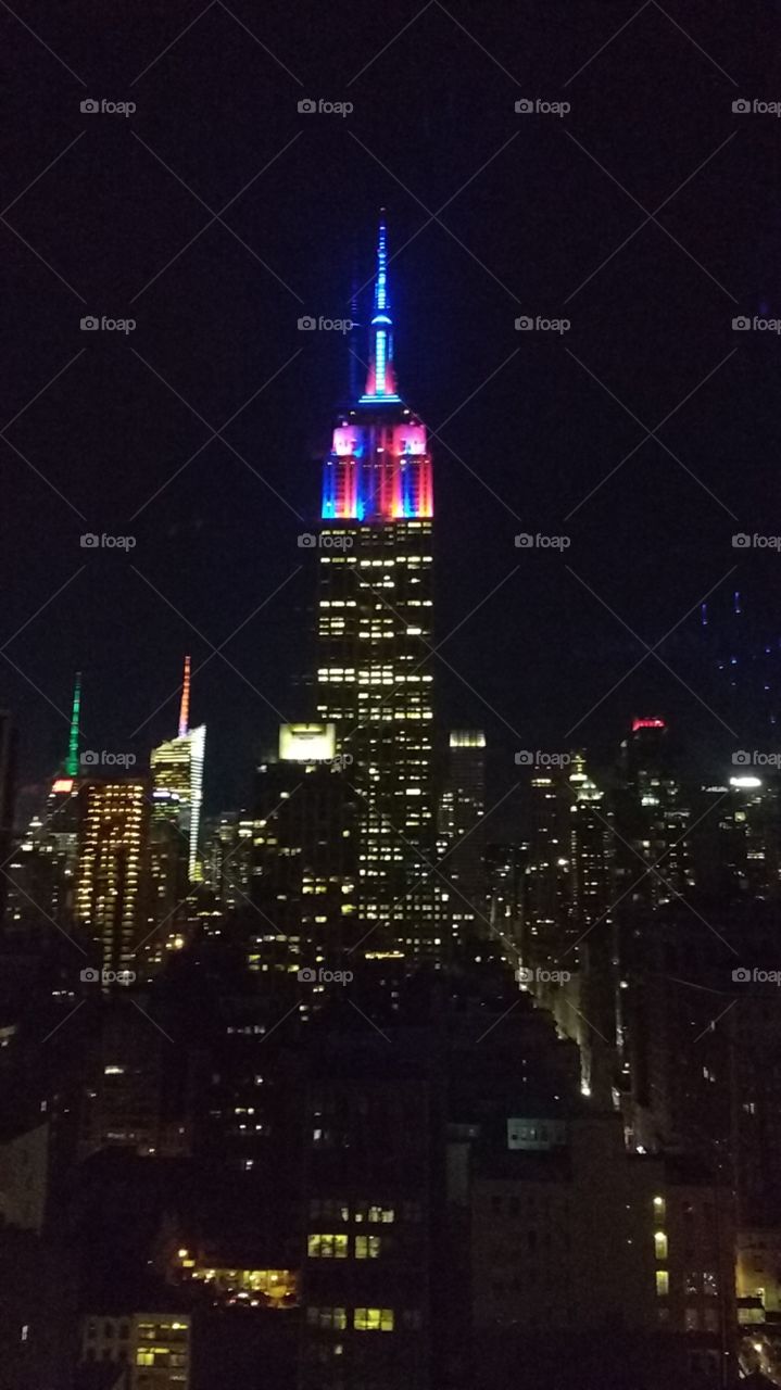 Colorful Empire State Building Nighttime