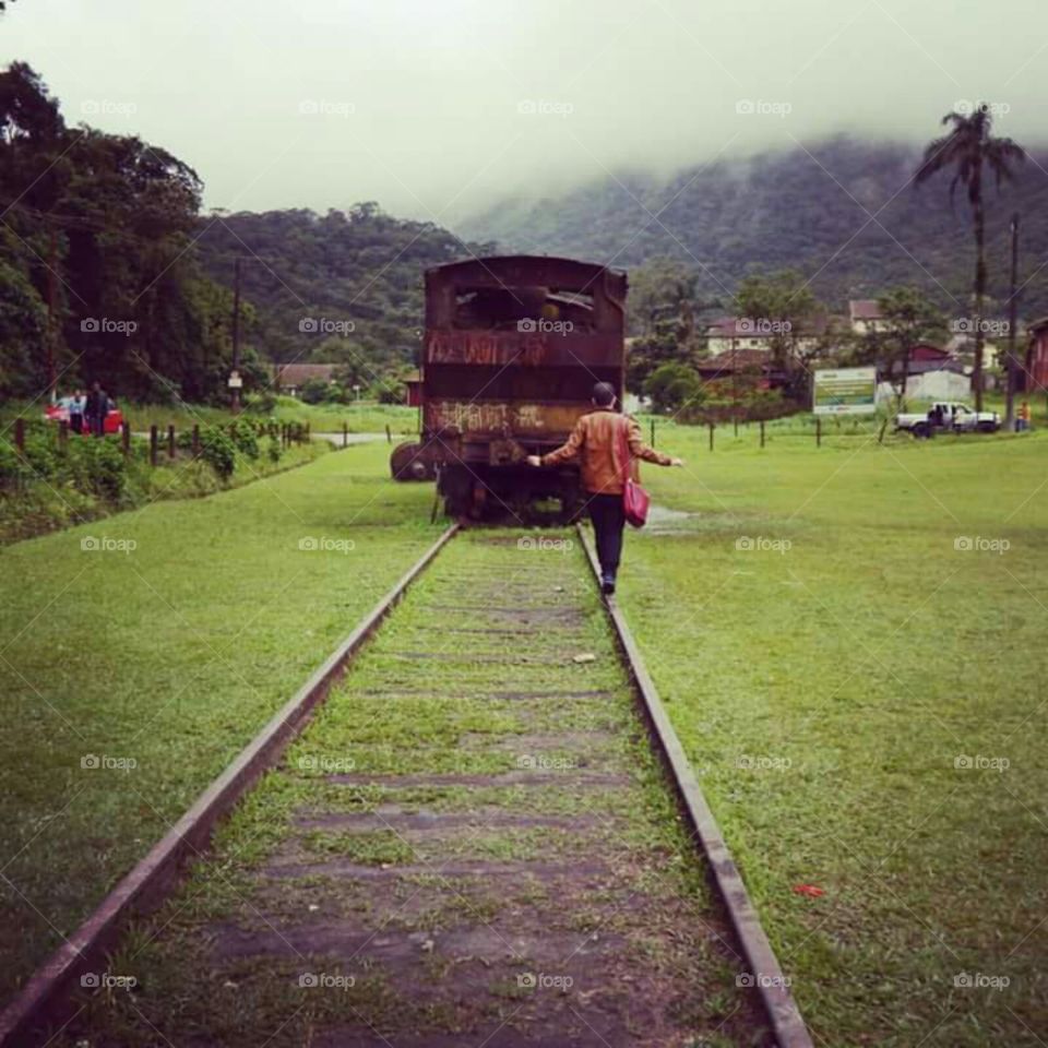 behind the train
