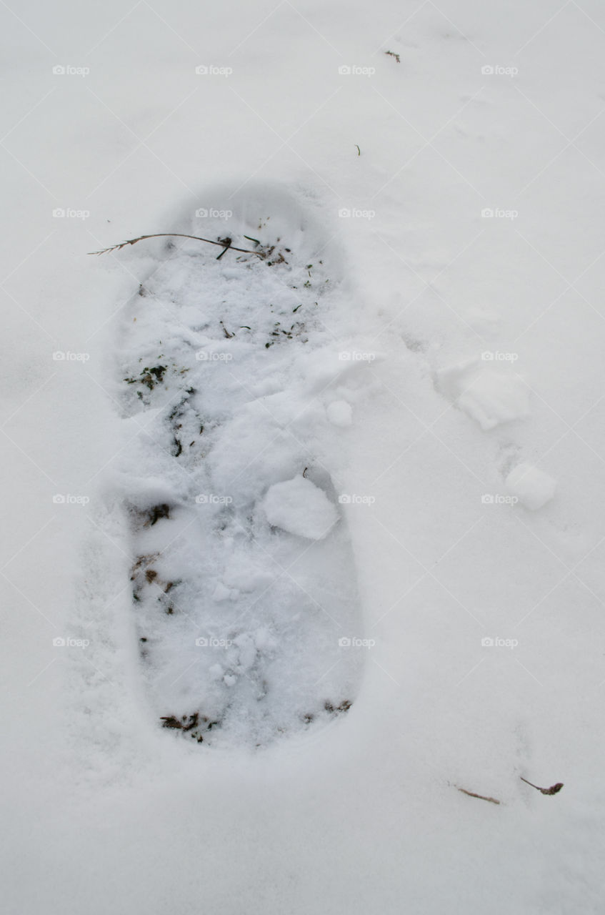 footprint in the snow. footprint in the snow