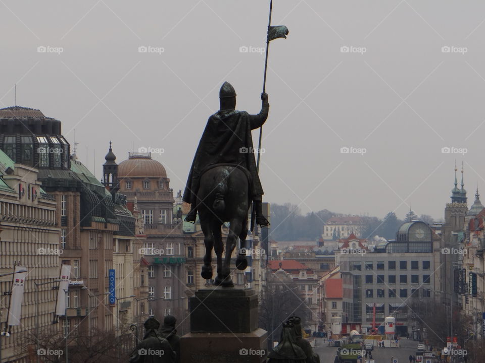 Prague city center horse rider