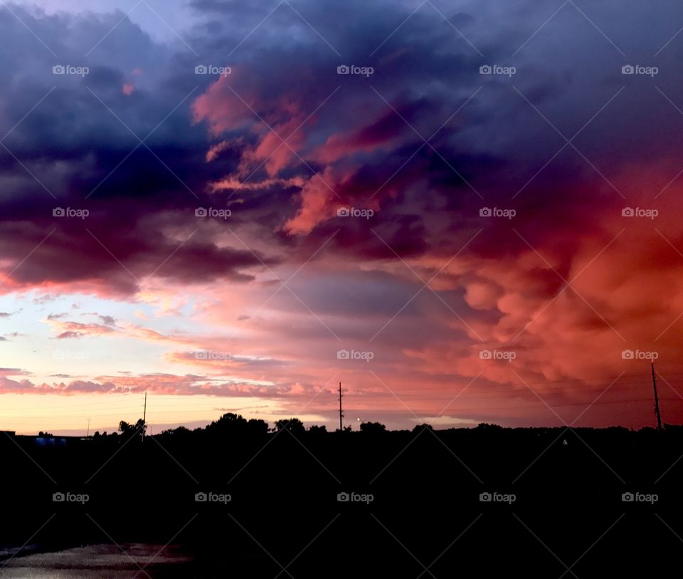 Storm clouds with sunset