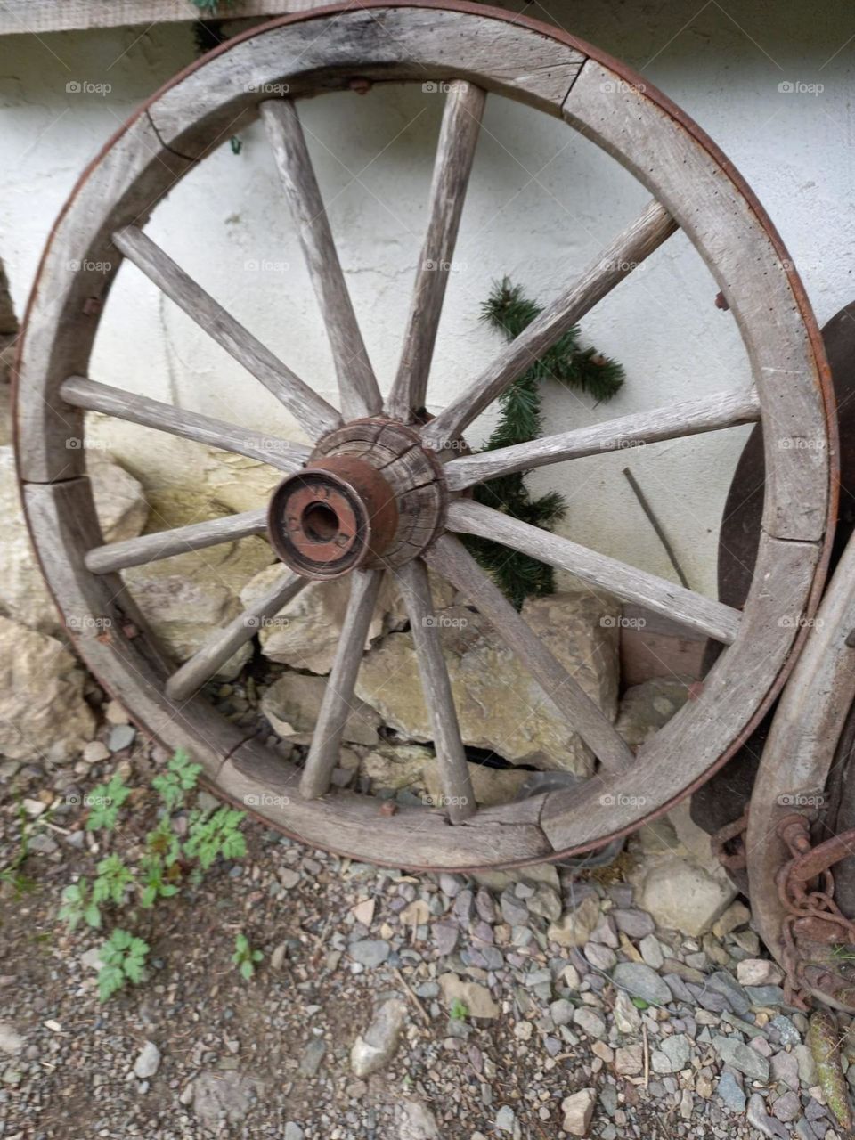Old Wooden Wagon Wheel