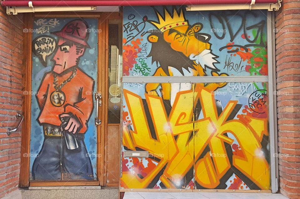 taggs street art in a door