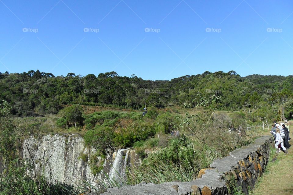 Zipline over the waterfall