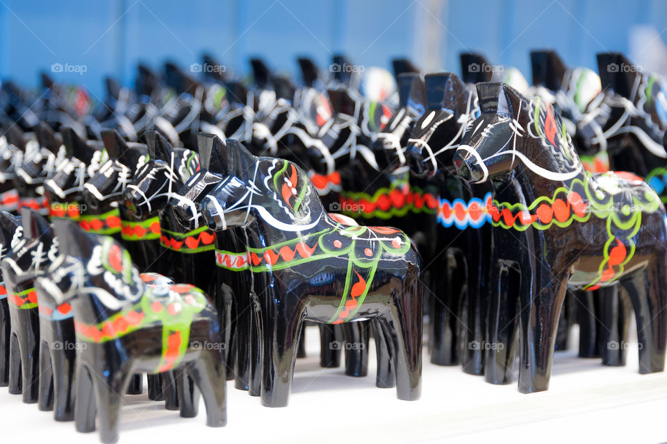 Dala Horse. Dalecarian Horse. Must have handmade and painted wooden souvenir, toy from Sweden.