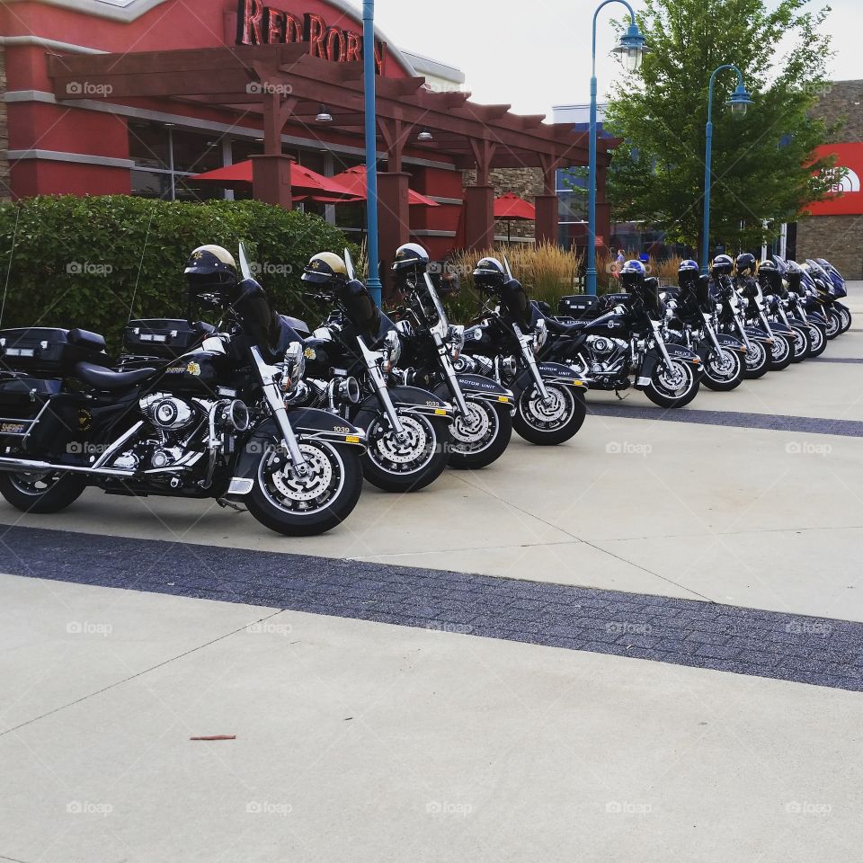 Police motorcycle line up