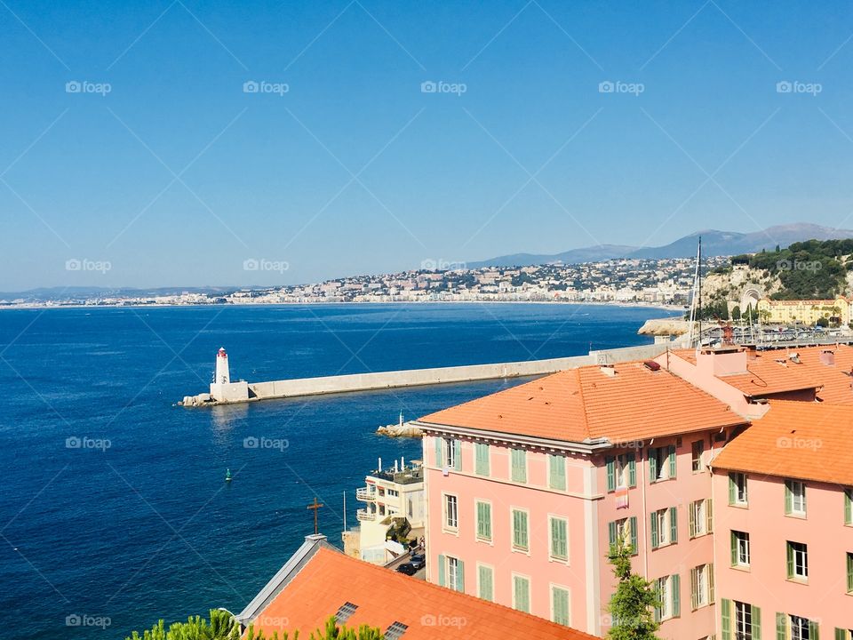 Beautiful Mediterranean Sea in Nice, Cote D’azur France 