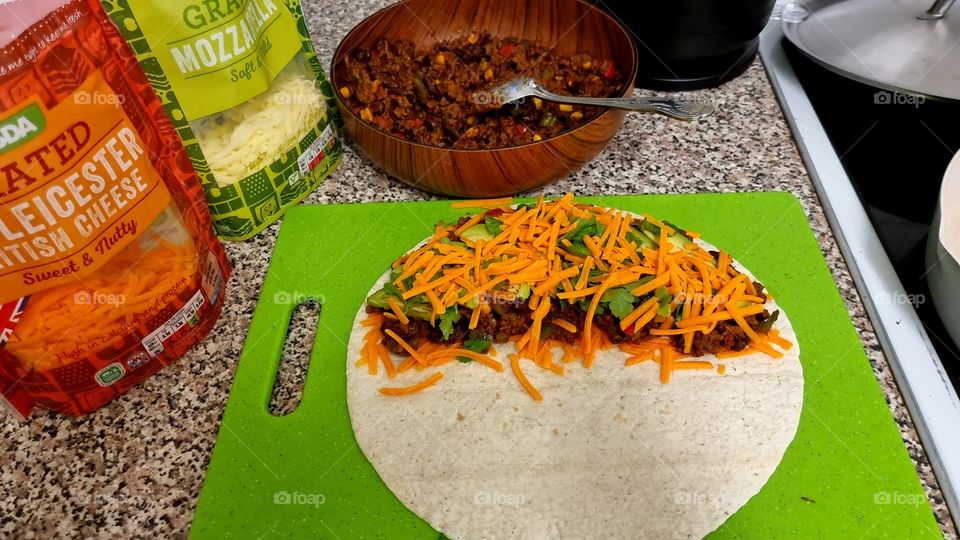 Home made beef enchilada