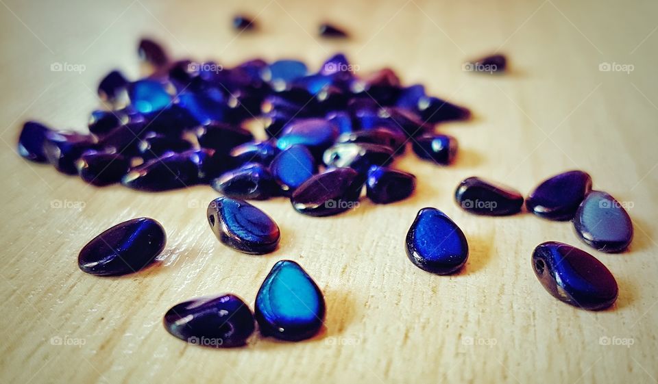 tear drop blue and violet beads