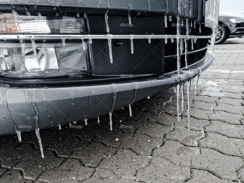 icicles on the car