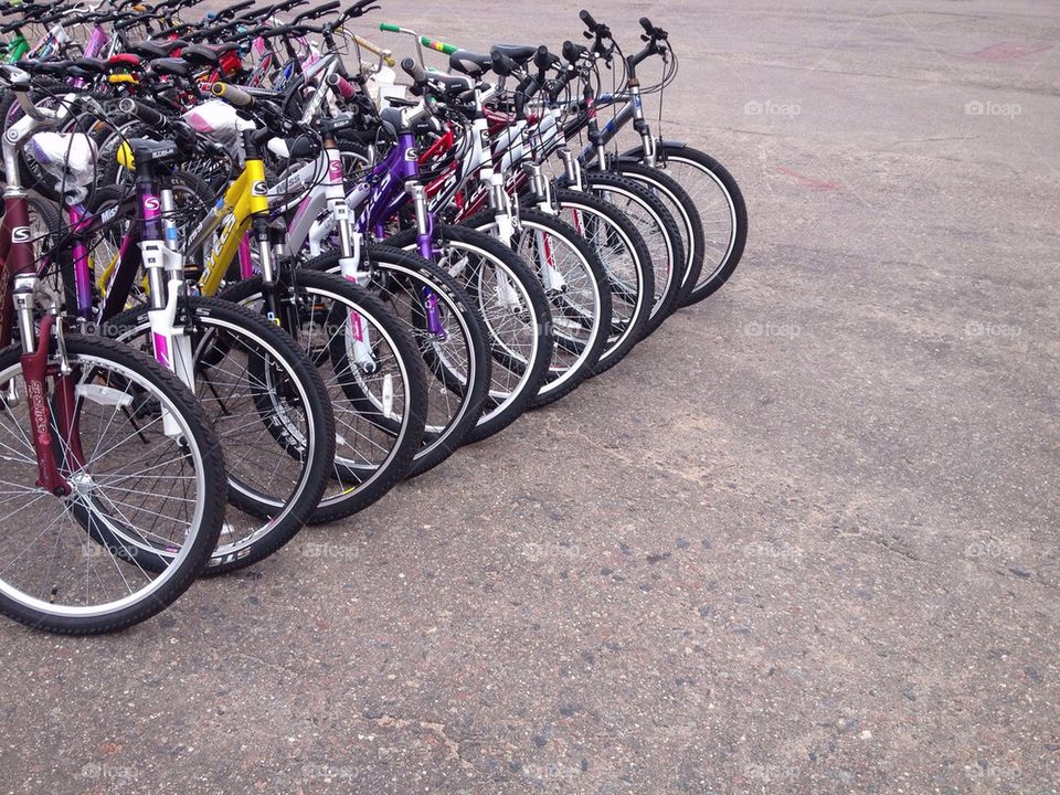 Row of parked bicycles