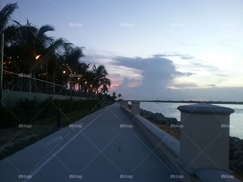 Taking a walk on the jetty on our Florida vacation.