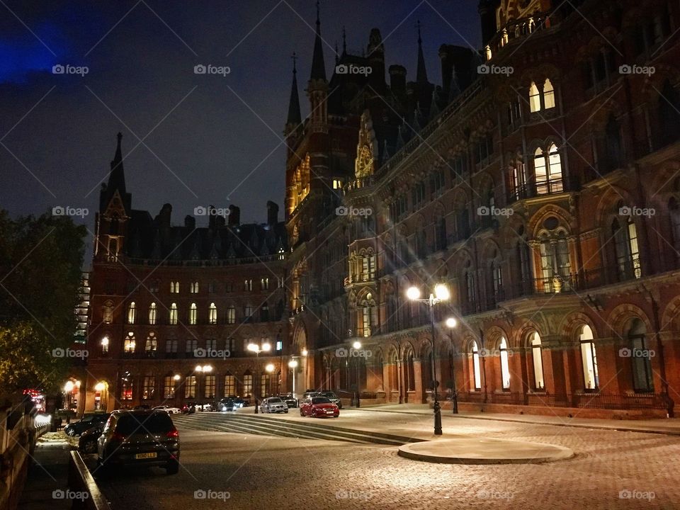 A photograph of the hotel outside kings cross station, London. 