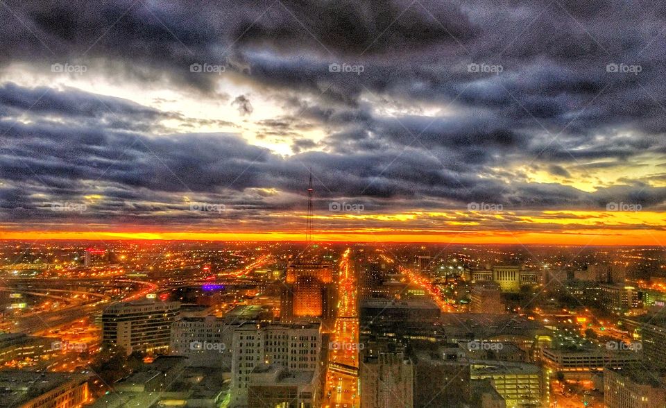 Evening sky - when the sun sets, the city comes alive! 