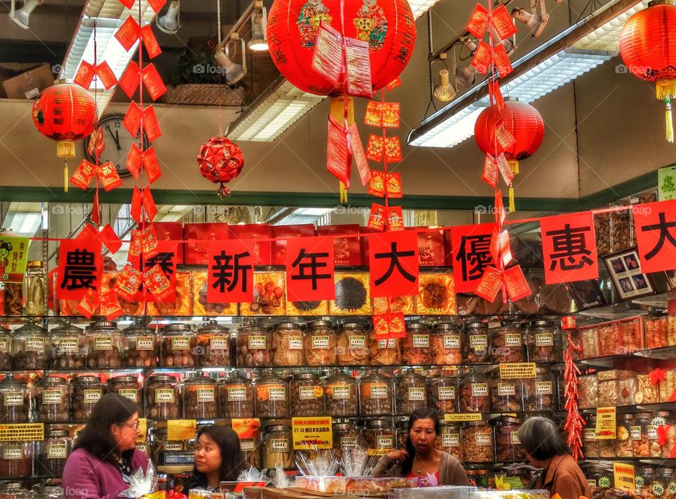 Chinese New Year Decorations In A Market