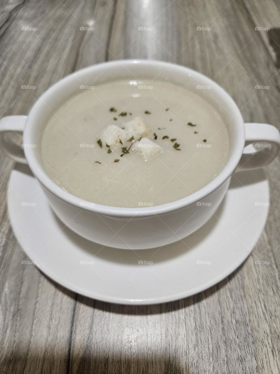 Mushroom soup on the table