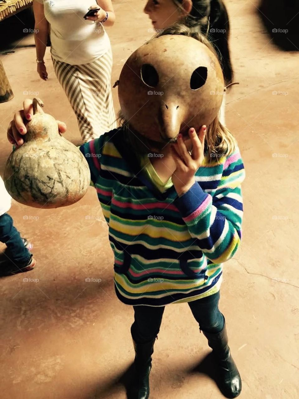 Child In Ceremonial Native Mask