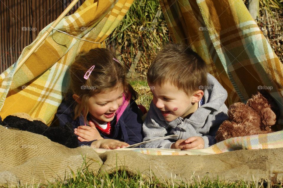 Siblings having fun together 