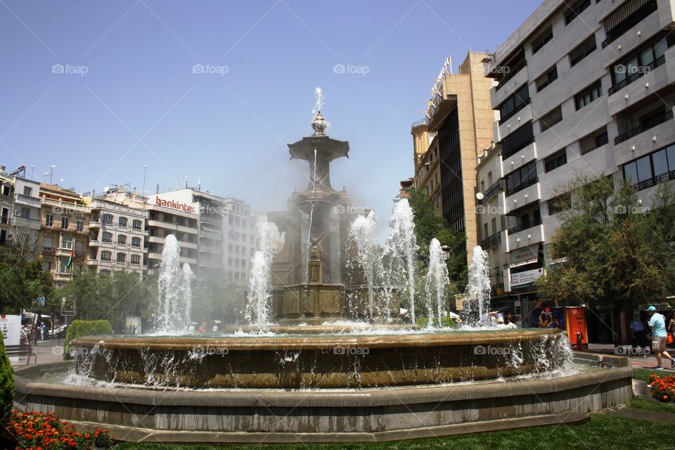 Artesian water fountain in Granada Spain