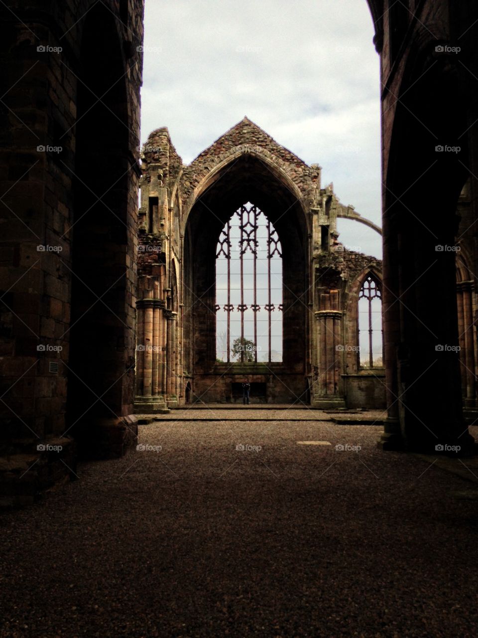 Looking out from the inside of Melrose Abbey