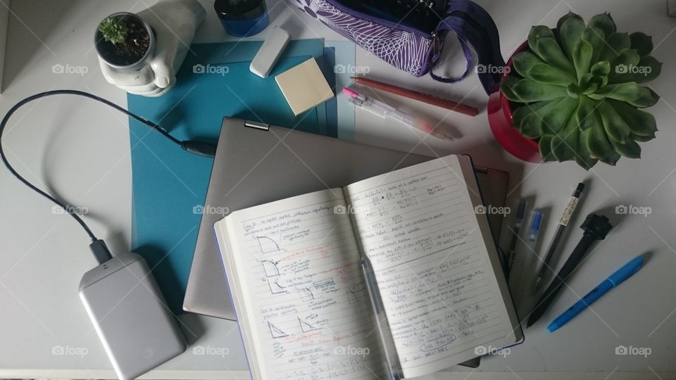 Desk displaying  work materials