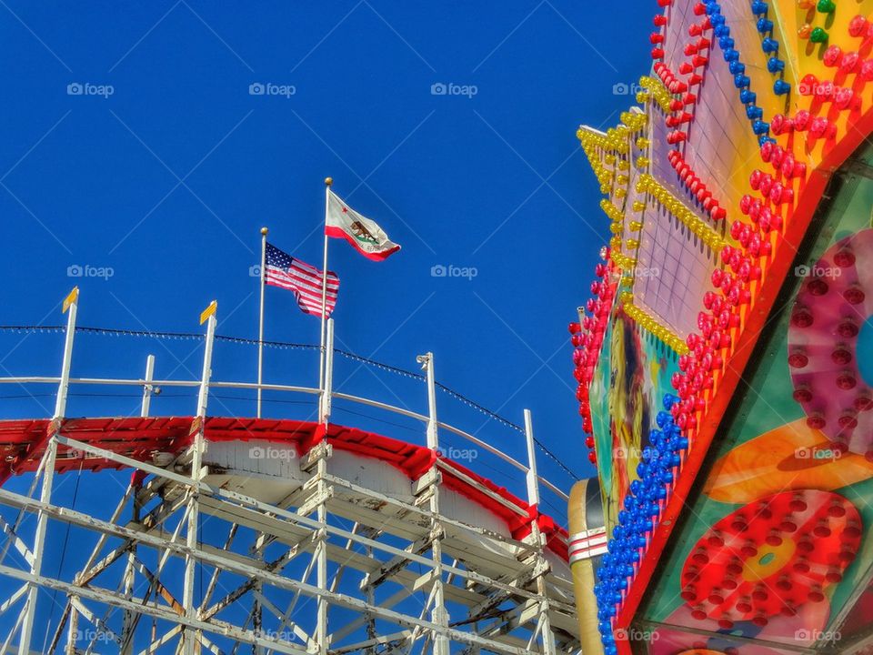 Wooden rollercoaster at Santa Cruz beach boardwalk