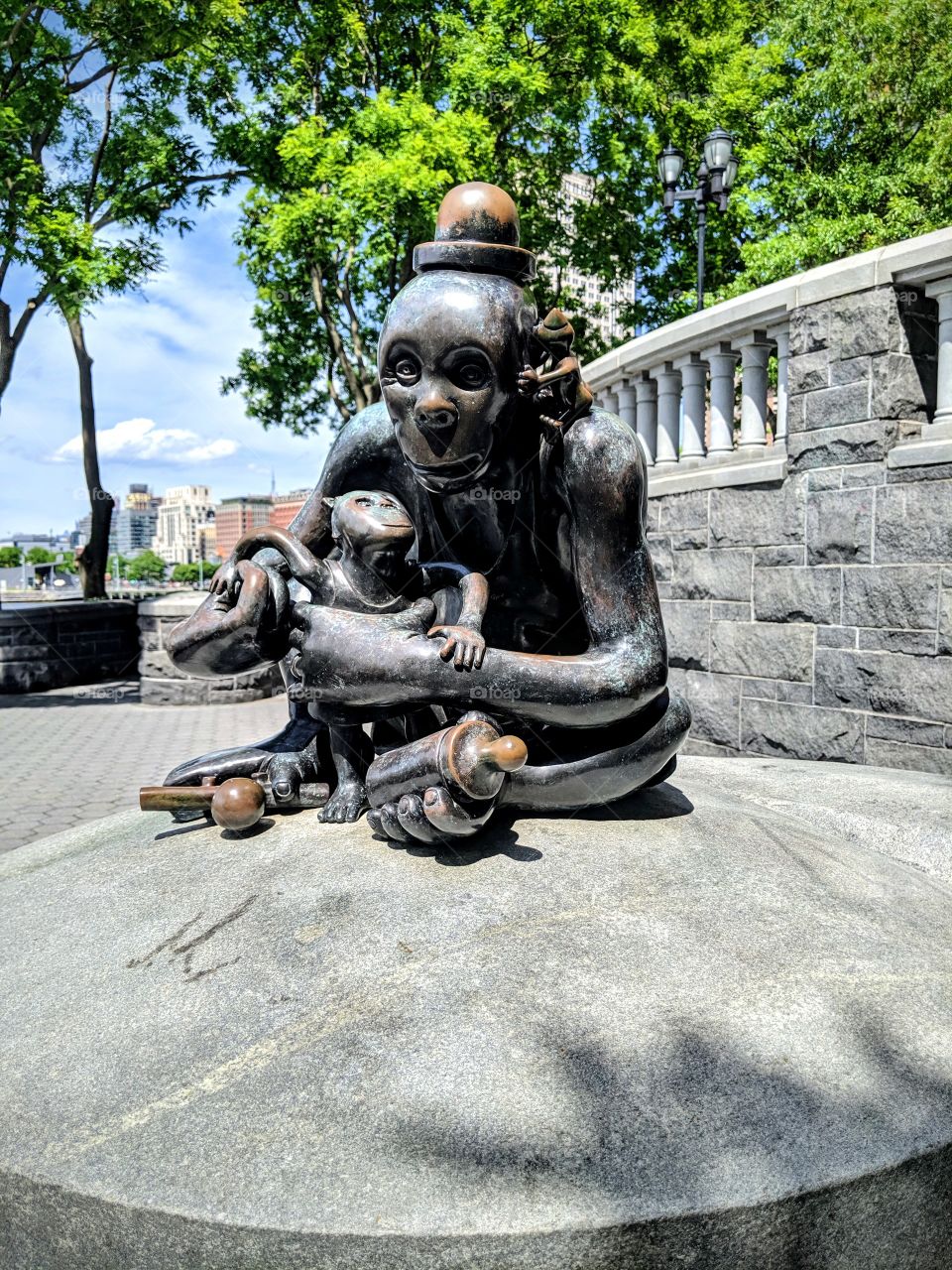 The statue tells a story. Walking through this park next to the water offers creative inspiration.