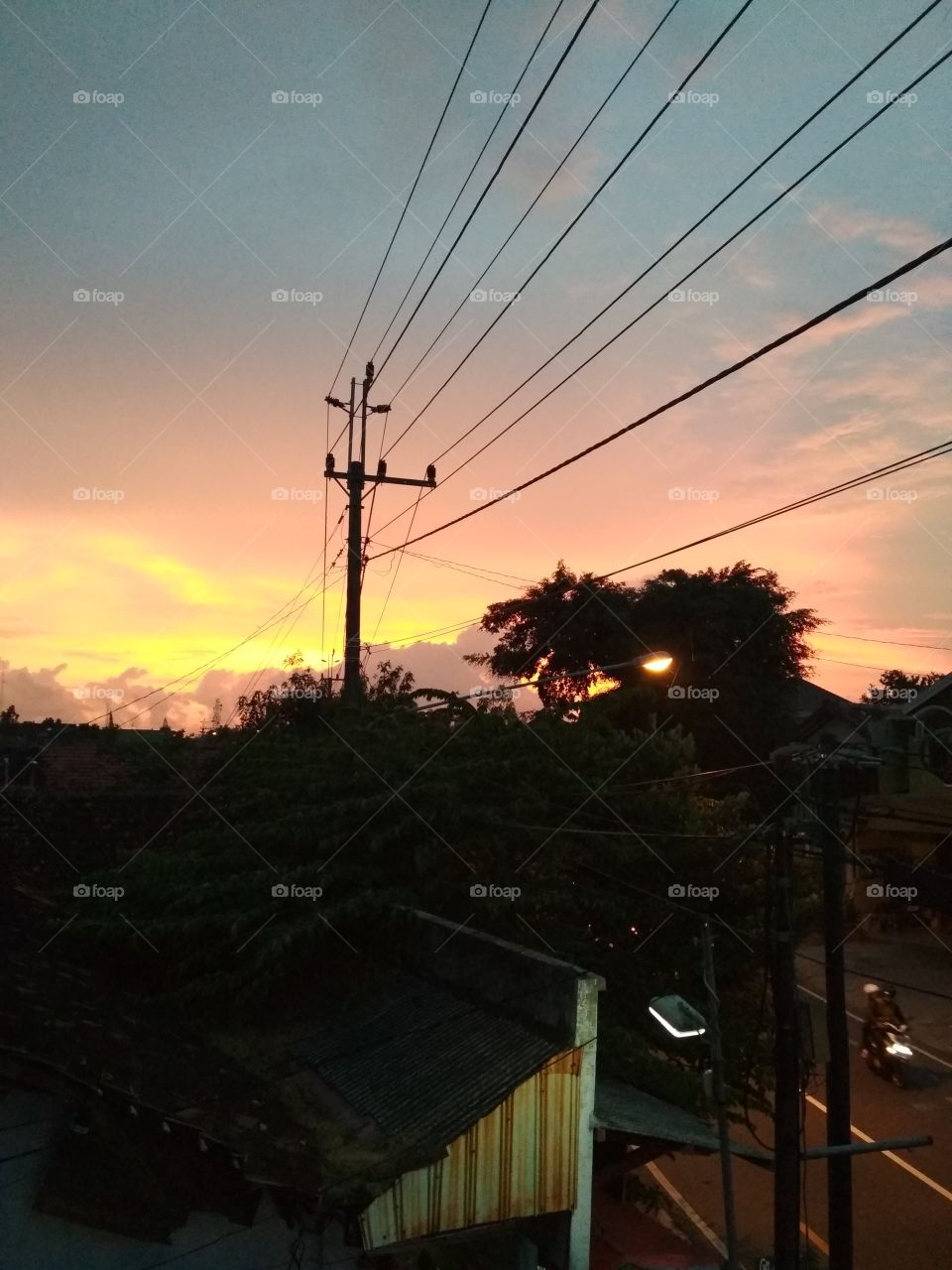 No Person, Electricity, Energy, Sunset, Wire
