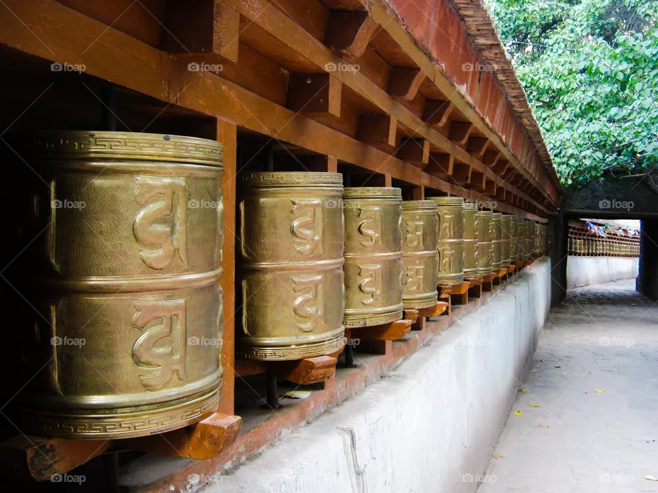 Prayer wheels at Alchi, Ladakh, India.
​​Alchi Monastery is a complex of Buddist temples of which Alchi Monastery is the oldest and most famous. It is located in the Alchi village of Ladakh.