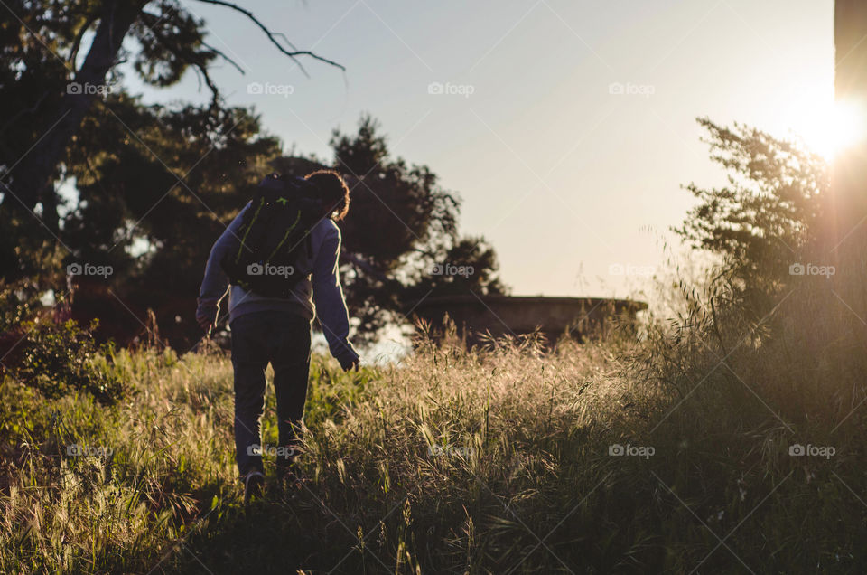 walking in the sunset