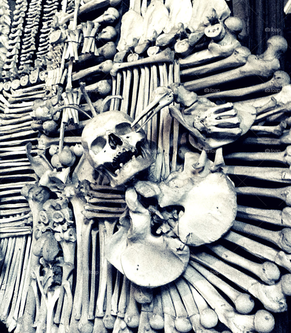 czech republic chapel skeleton bones by mmadeleine