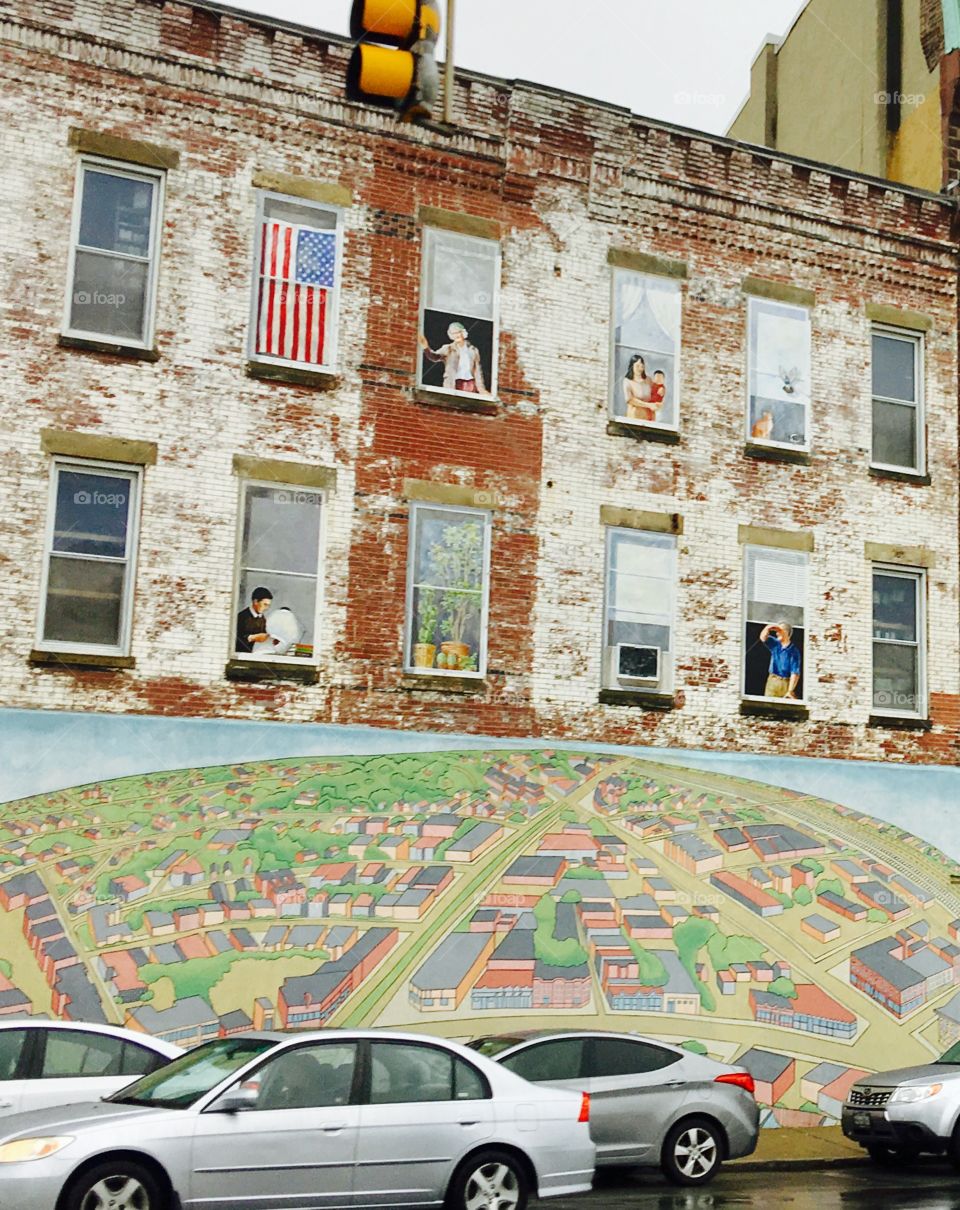 Painted up empty building in Boston.