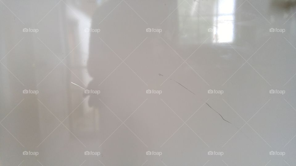 refrigerator door with scratches