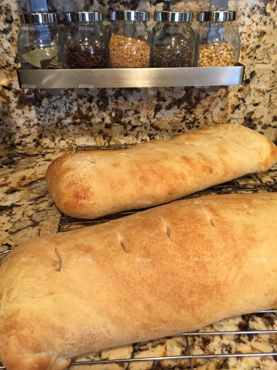 Baking. Bread. Kitchen. Spice Jars. Warm. Fresh. 