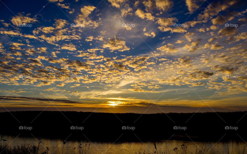 Sunset over the river