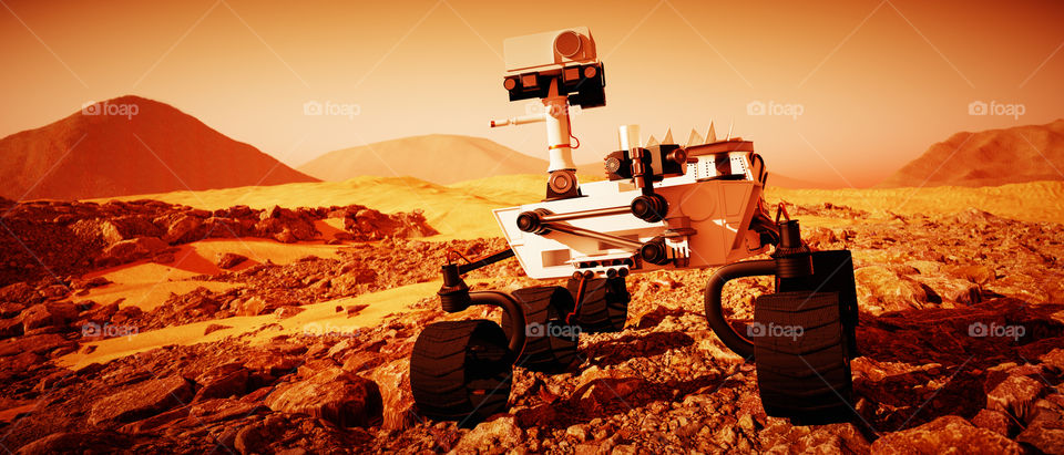a Mars Rover exploring the red planet