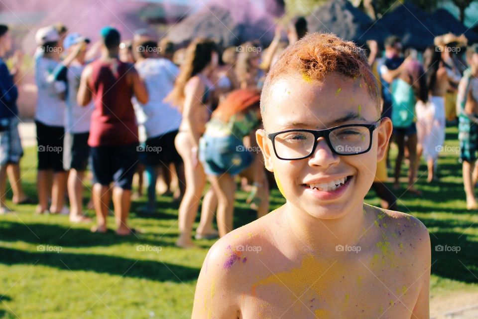 Brazilian child at the festival of colors