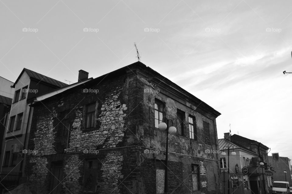 black and white architecture. old building from the time before the  World War 2