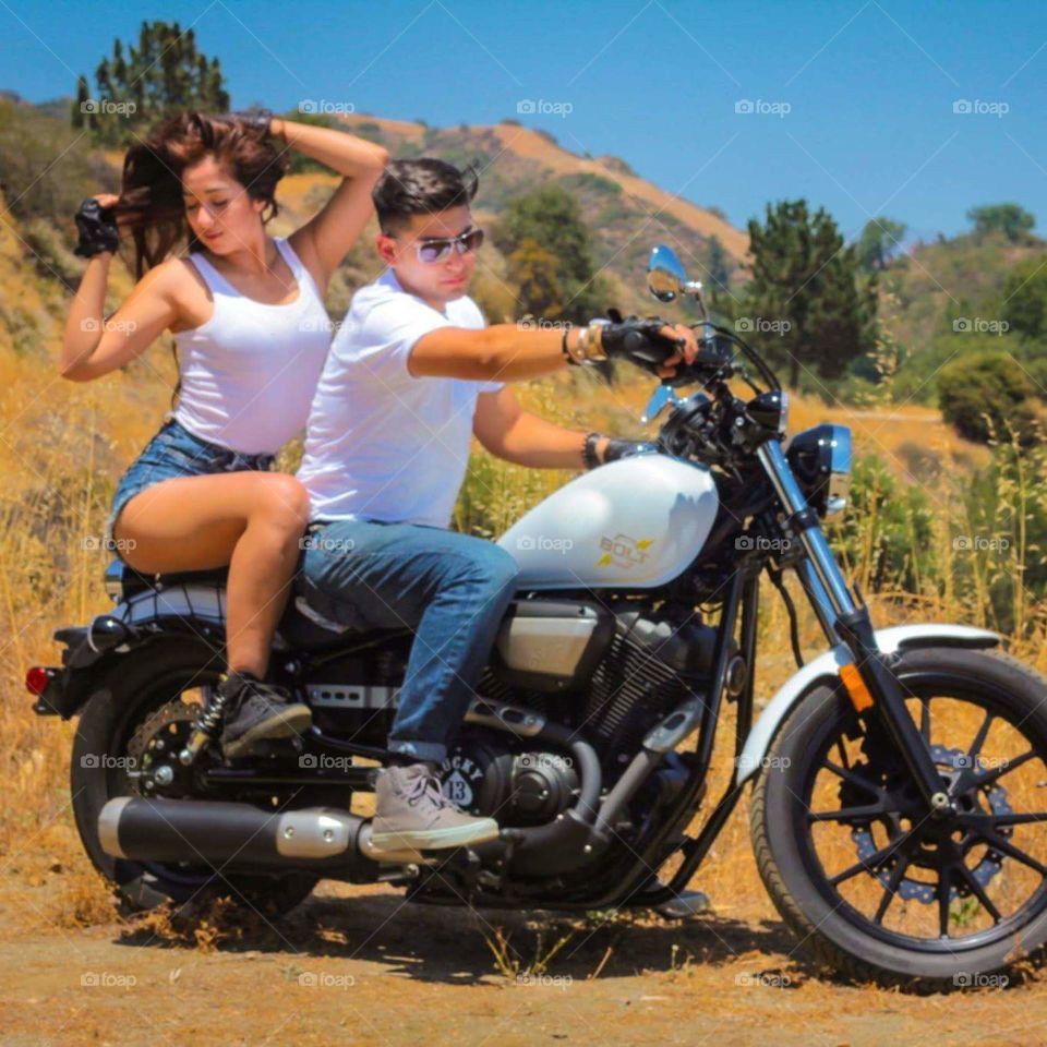 Don Stone & Chick On Motorcycle Azuza Mountains