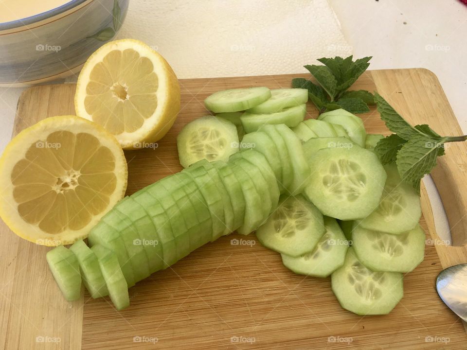 Preparing cucumber salad