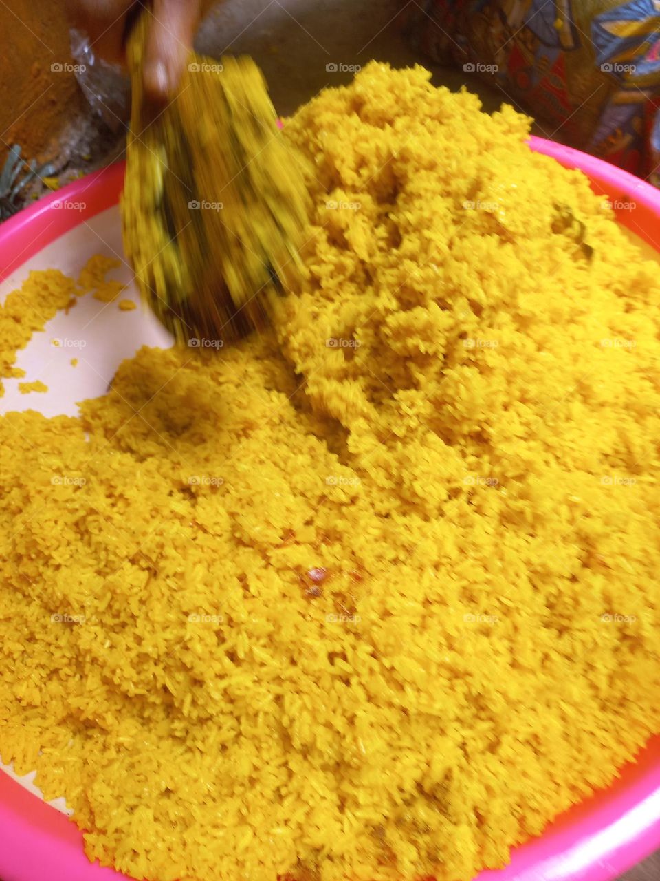 This dish is made from rice cooked together with turmeric and coconut milk and spices