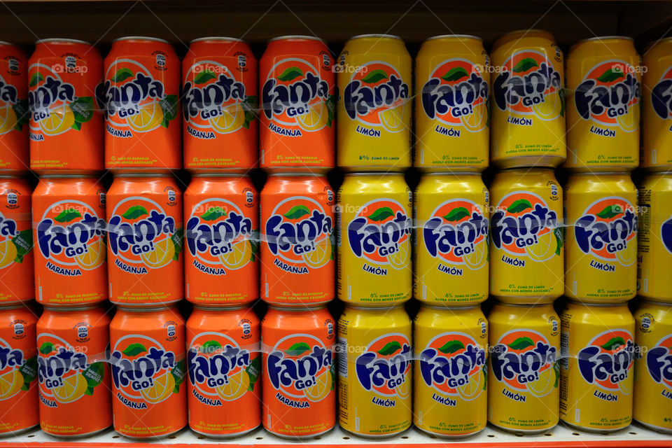 Fanta on a shelf at a local supermarket in Mallorca.