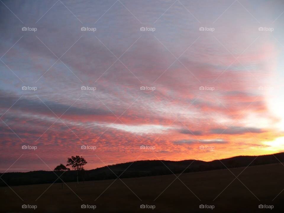 Hill Cloudy Sunset 