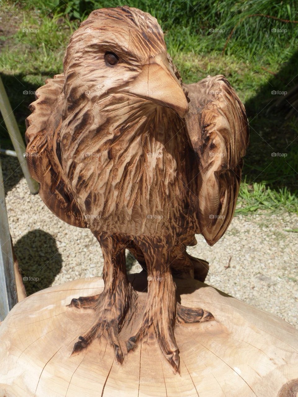 Wood carving of an eagle
