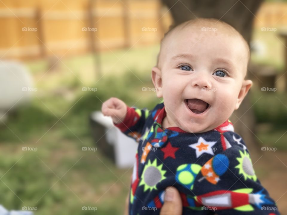 Close-up of a cute smiling baby