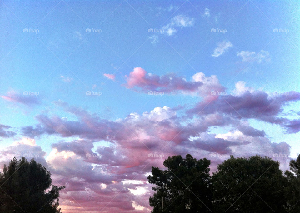 sky pink blue sunset by mbarber63
