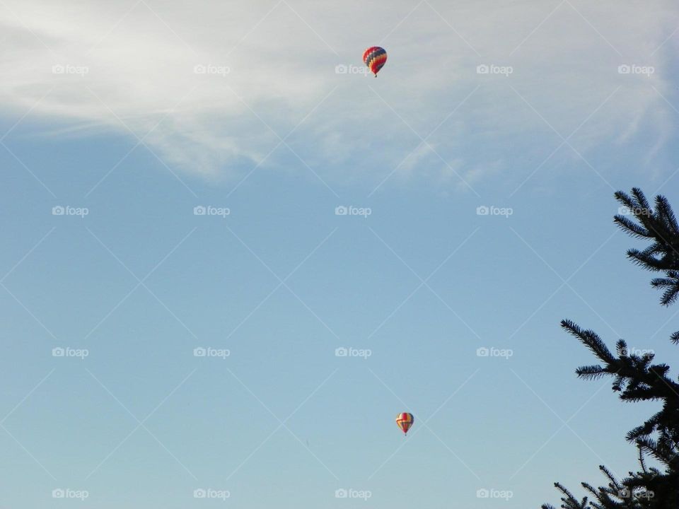 Hotair balloons floating over Medicine Hat, Alberta, Canada 