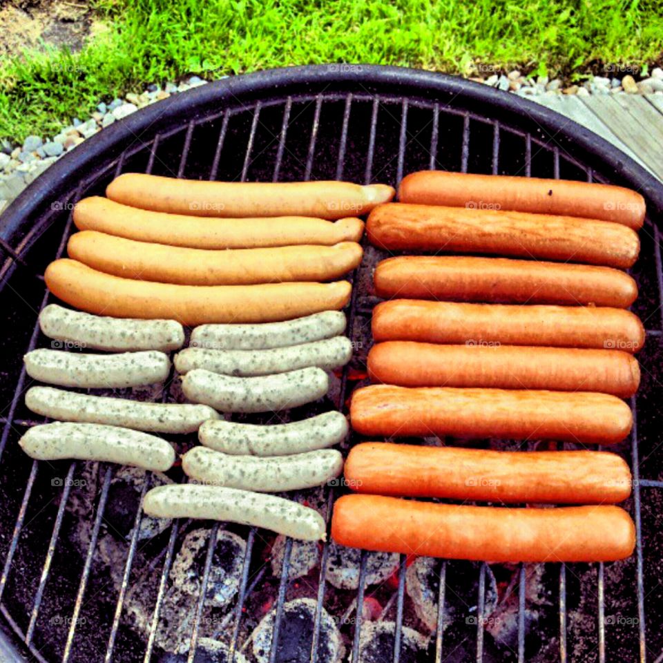 Barbecues different kinds of sausage